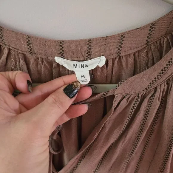 Mine Mauve Striped Blouse with Button Accents - Picture 4 of 4